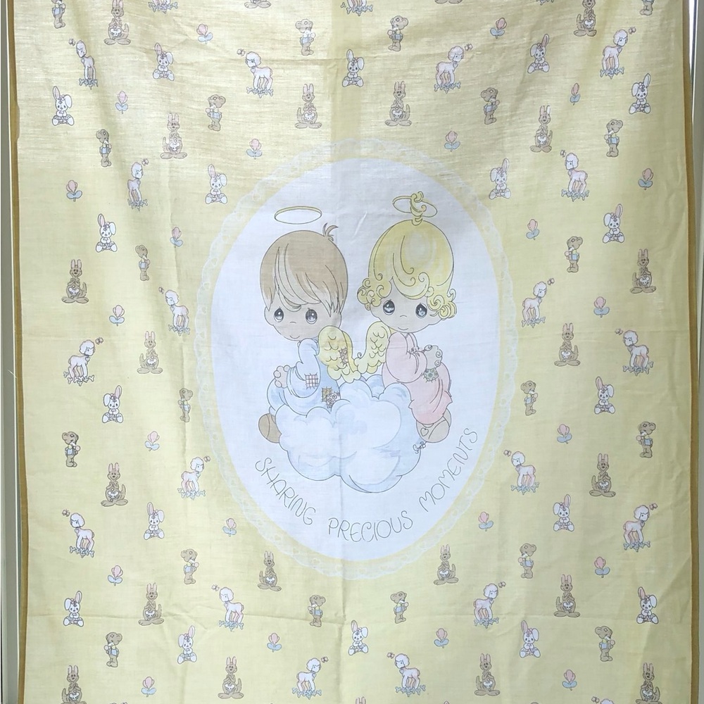 Precious Moments Yellow Baby Bedding Panel - Charming Angel Print